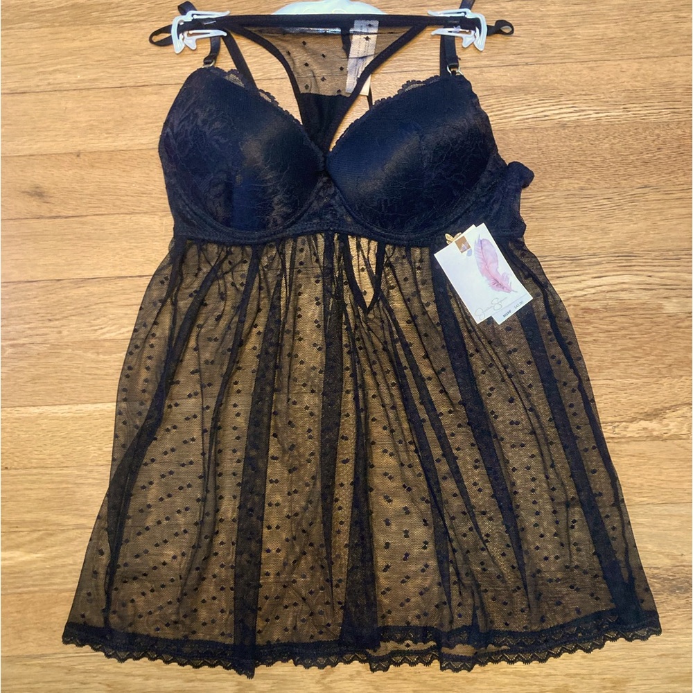 NWT Jessica Simpson Lingerie Black Bra and Thong